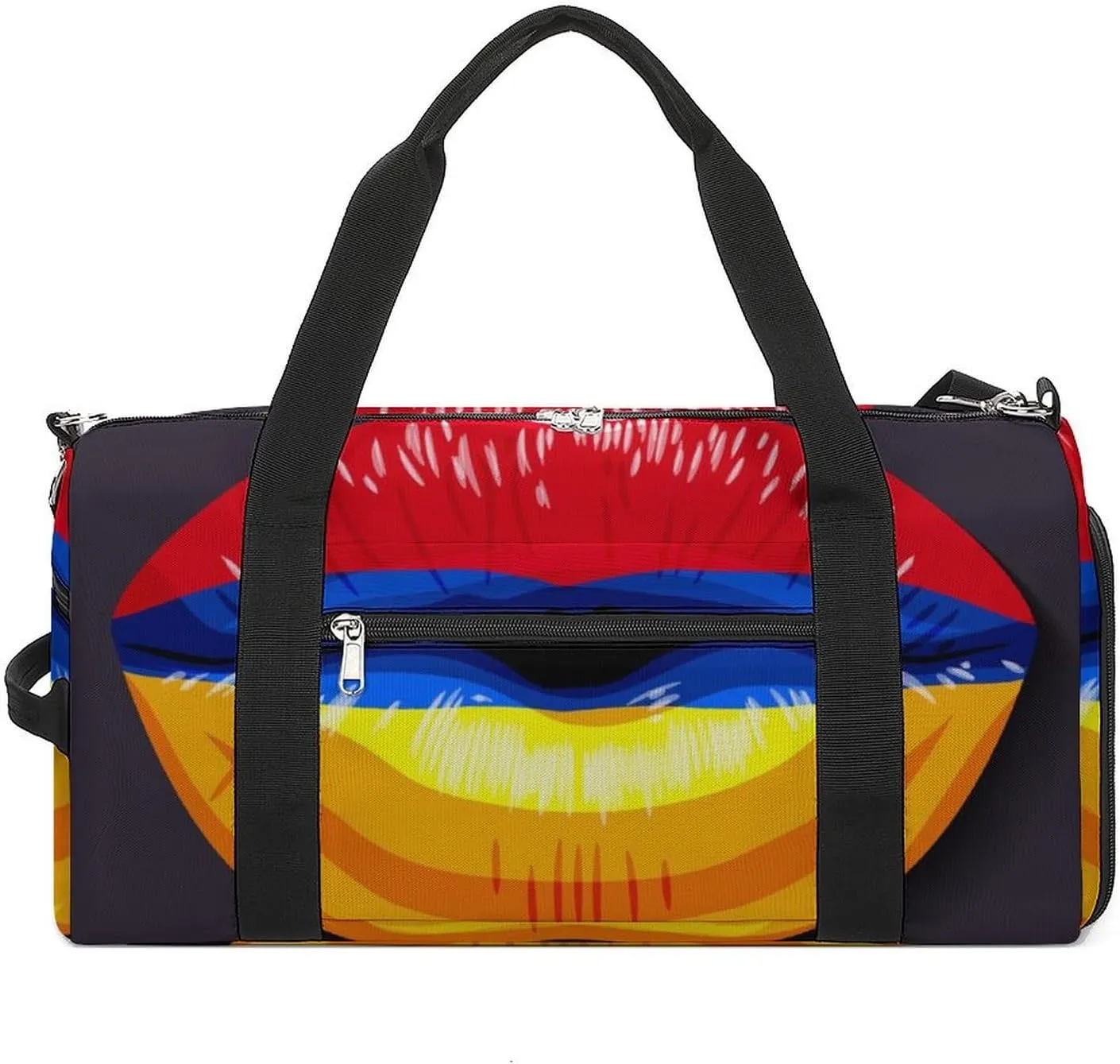 Armenian Flag Lips Gym Bag for Women Men Lightweight Duffel with Shoe Compartment Weekender