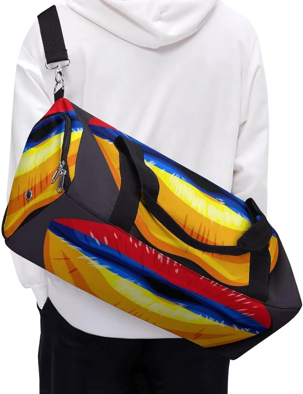 Armenian Flag Lips Gym Bag for Women Men Lightweight Duffel with Shoe Compartment Weekender