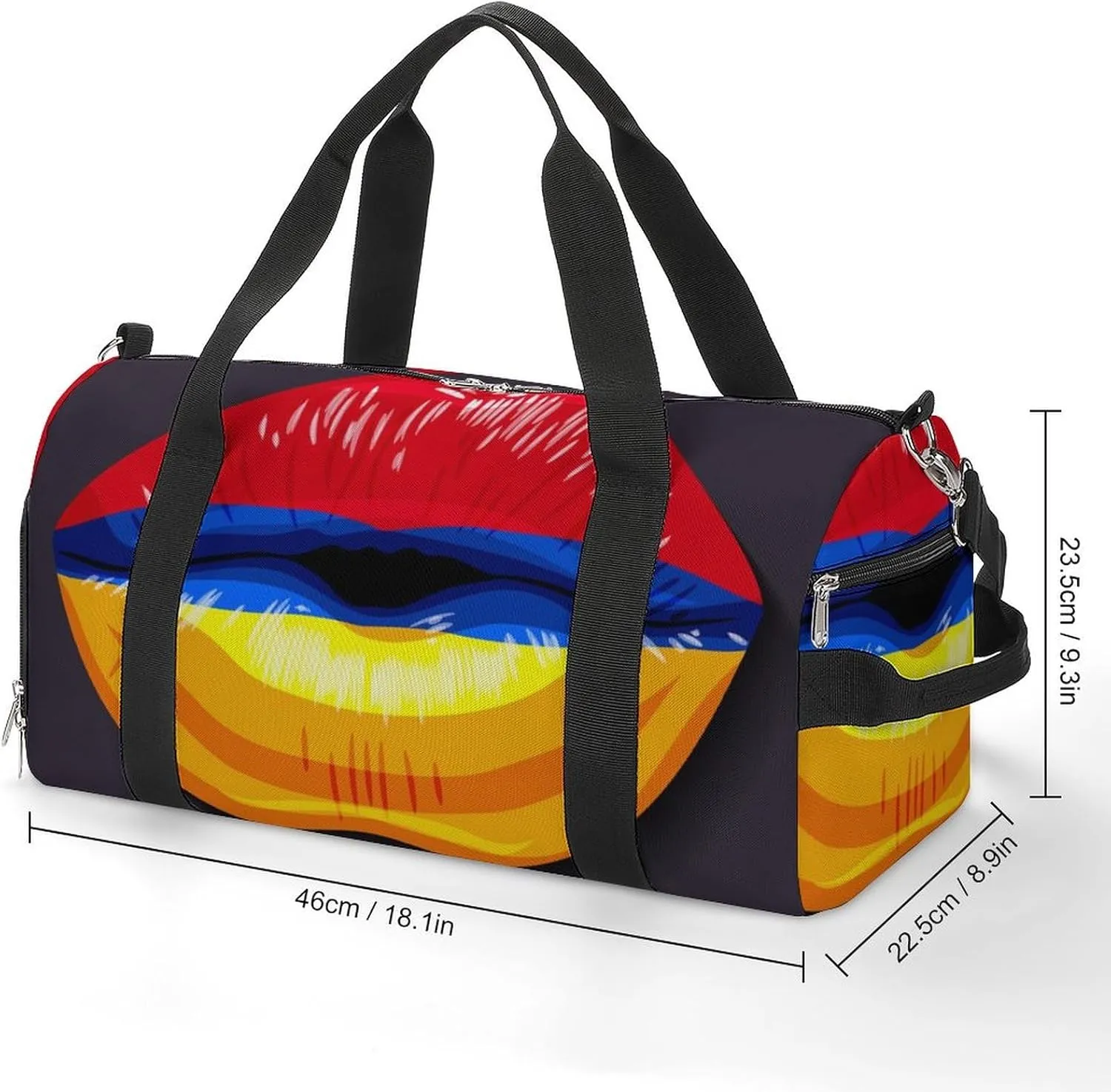 Armenian Flag Lips Gym Bag for Women Men Lightweight Duffel with Shoe Compartment Weekender