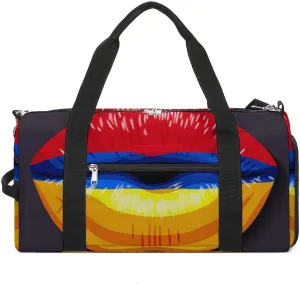 Armenian Flag Lips Gym Bag for Women Men Lightweight Duffel with Shoe Compartment Weekender