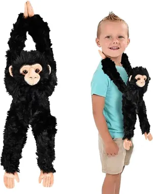 ArtCreativity Black Hanging Chimpanzee Plush Toy, 19 Inch Stuffed Chimpanzee with Realistic Design, Soft and Huggable, Cute Nursery Decor, Best Birthday Gift for Boys and Girls