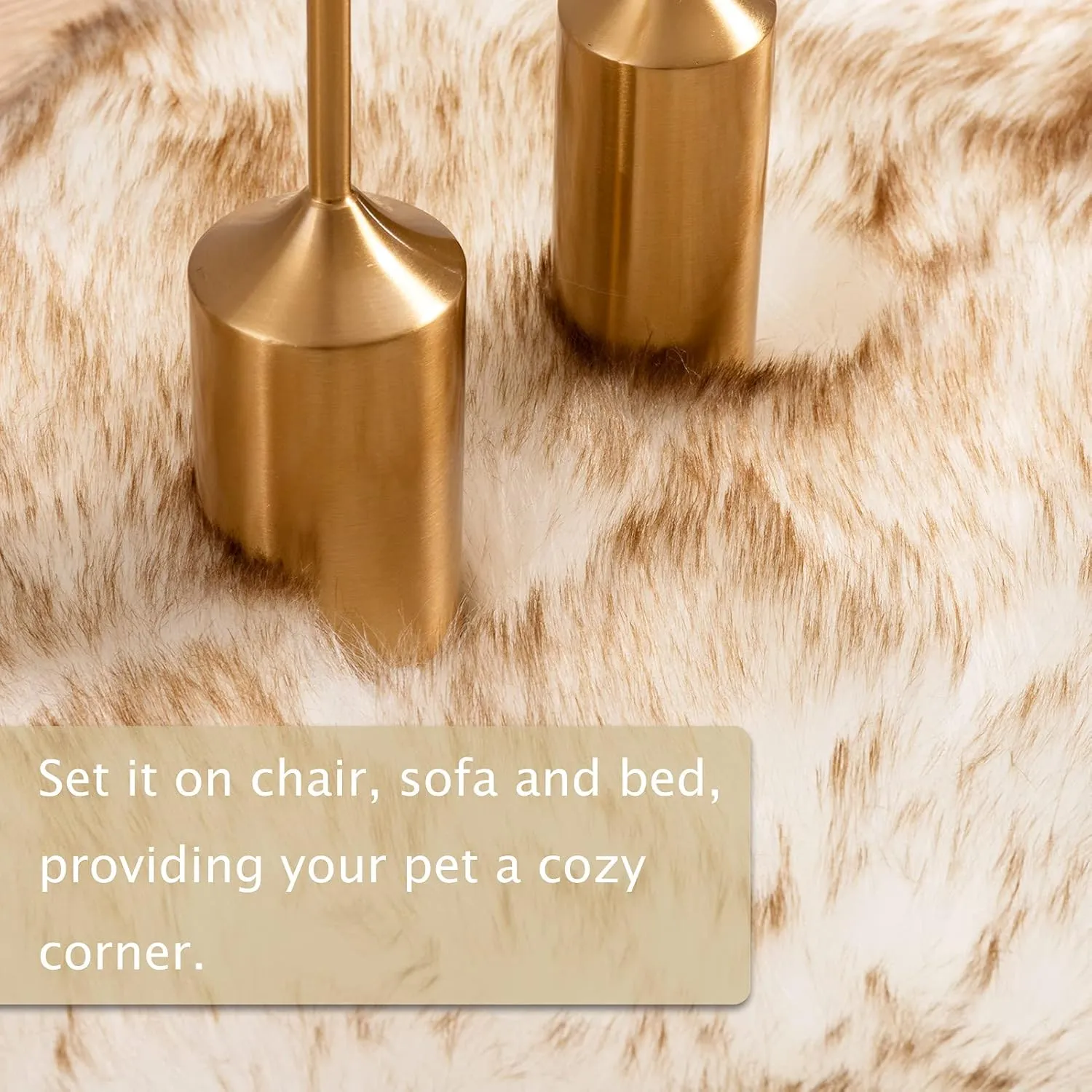 Asrug Soft Faux Fur Pet Mat Plush and Fluffy Dog Rug Ultra Cozy Pet Throw Rug for Dogs Cats, Luxury Soft Faux Sheepskin Chair Cover Seat Dog Rug Bed Shag Fur Area Rugs, Brown & White, 3ftx5ft