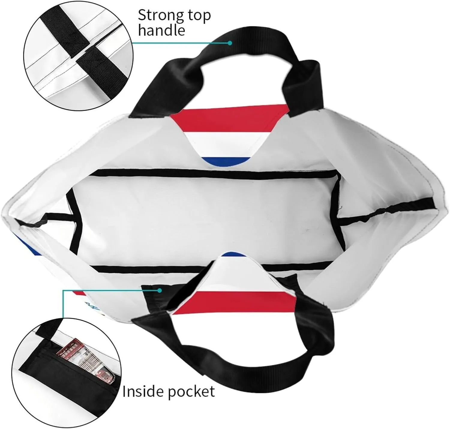 ASYG Cute Flag Tote Bag for Women and Men Reusable Shoulder Bags for Gym, Shopping, Beach,Travel