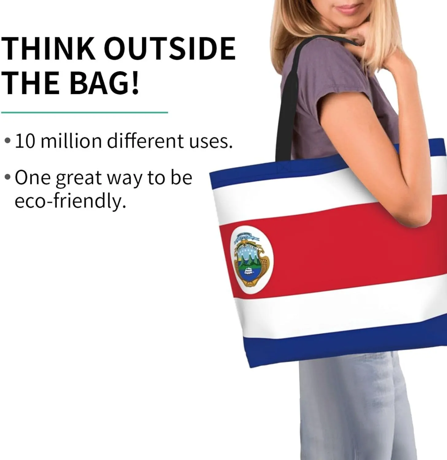 ASYG Cute Flag Tote Bag for Women and Men Reusable Shoulder Bags for Gym, Shopping, Beach,Travel
