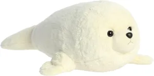 Aurora® Adorable Super Flopsie™ Baby Harp Seal Stuffed Animal - Playful Ease - Timeless Companions - White 30 Inches