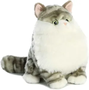 Aurora® Charming Fat Cats™ Dumpling Tabby™ Stuffed Animal - Cuddly Companions - Aesthetic Appeal - Gray 9.5 Inches