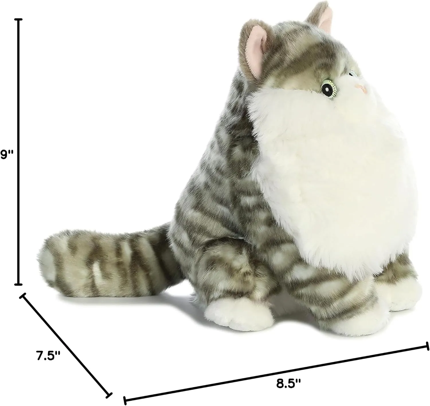 Aurora® Charming Fat Cats™ Dumpling Tabby™ Stuffed Animal - Cuddly Companions - Aesthetic Appeal - Gray 9.5 Inches