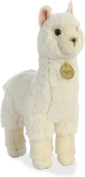 Aurora® Realistic Miyoni® Alpaca Stuffed Animal - Lifelike Detail - Cherished Companionship - White 11 Inches