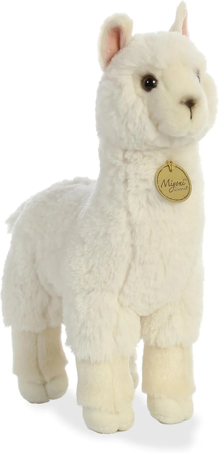 Aurora® Realistic Miyoni® Alpaca Stuffed Animal - Lifelike Detail - Cherished Companionship - White 11 Inches