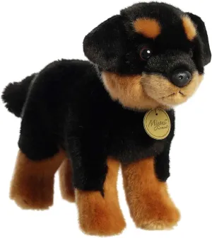 Aurora® Realistic Miyoni® Rottweiler Stuffed Animal - Lifelike Detail - Cherished Companionship - Black 10 Inches