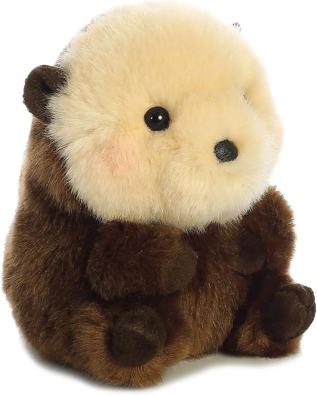 Aurora® Round Rolly Pet™ Smiles Sea Otter™ Stuffed Animal - Adorable Companions - On-The-Go Fun - Brown 5 Inches