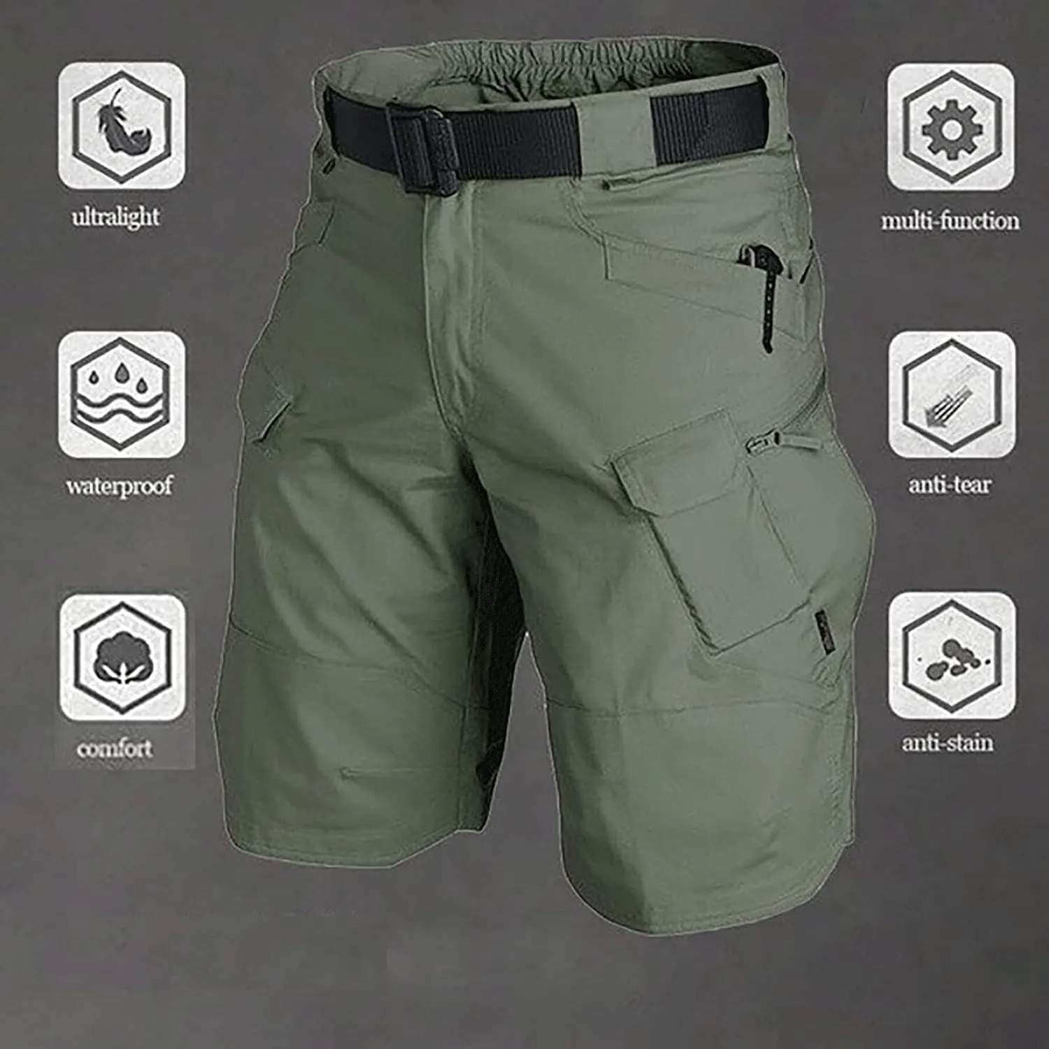 AUTIWITUA Men's Waterproof Tactical Shorts Outdoor Lightweight Quick Dry Breathable Hiking Fishing Cargo Shorts