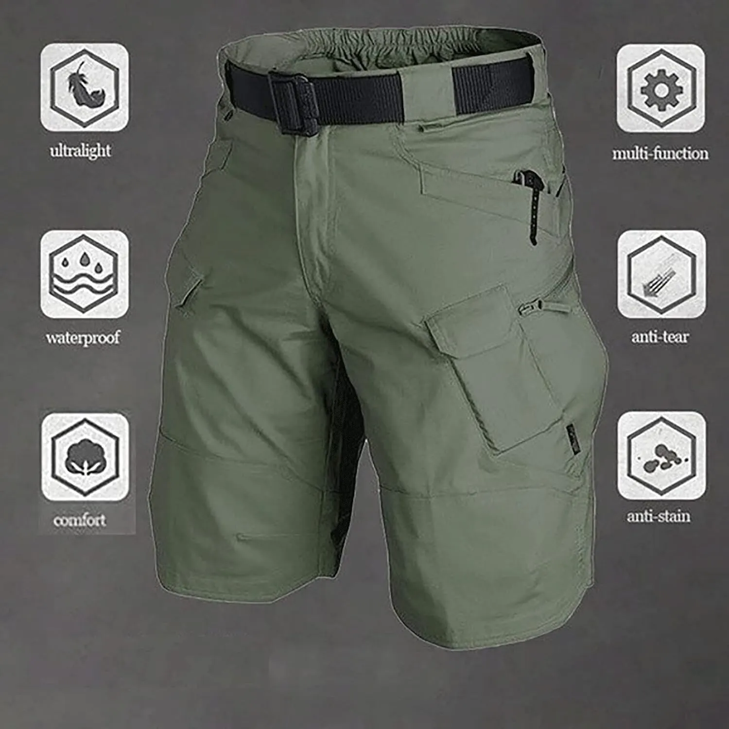 AUTIWITUA Men's Waterproof Tactical Shorts Outdoor Lightweight Quick Dry Breathable Hiking Fishing Cargo Shorts