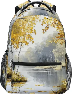 Autumn Birch Tree Landscape Backpack Daypack Shoulder Bag Book Bag Lightweight Back Pack 11.4 ×16 In