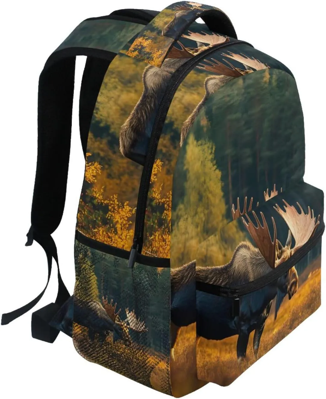 Autumn Moose Grassland Landscape Backpack Daypack Shoulder Bag Book Bag Lightweight Back Pack 12 ×16.9 In