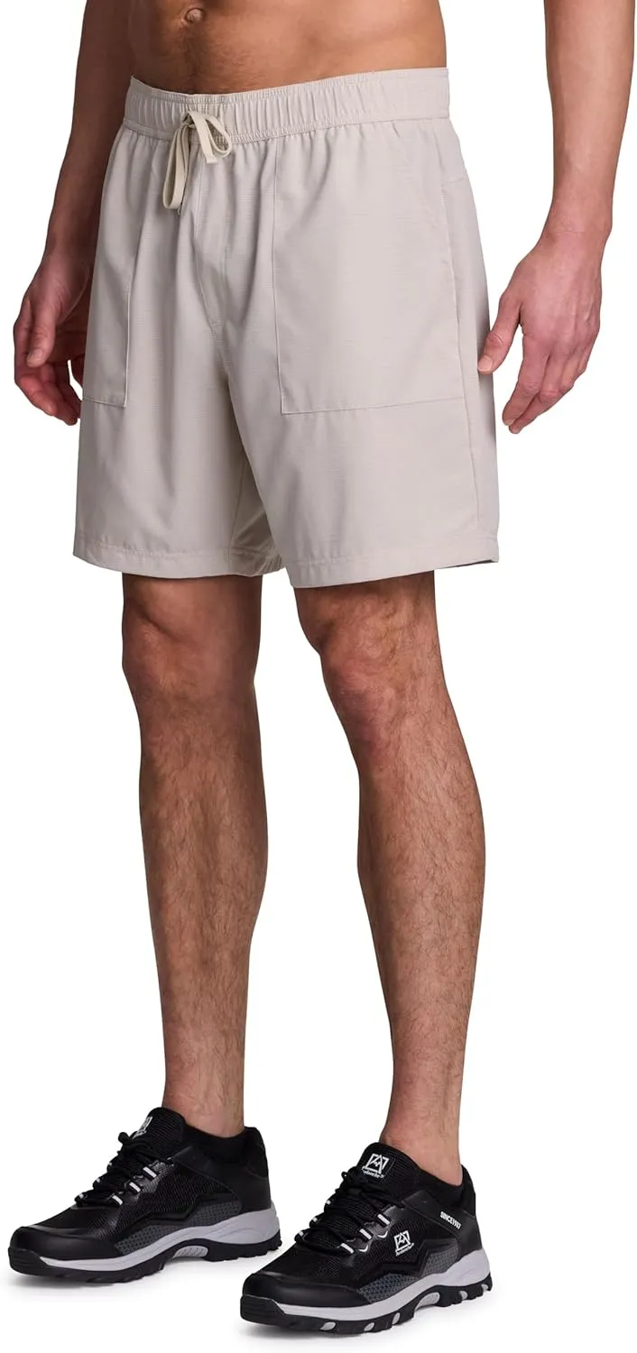 Avalanche Men's Hiking Short 7" Lightweight Woven Shorts with Pockets Elastic Waist Breathable Quick Dry Shorts for Workouts