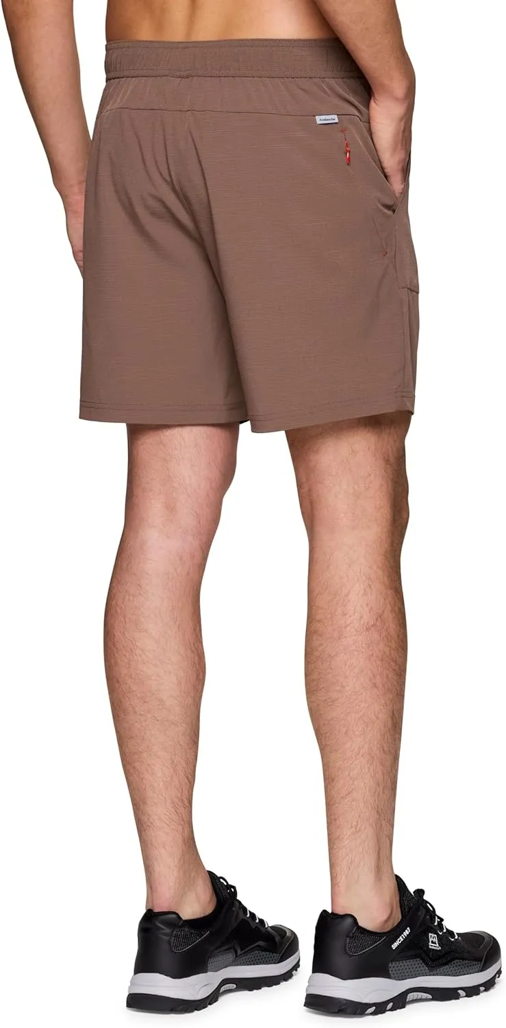 Avalanche Men's Hiking Short 7" Lightweight Woven Shorts with Pockets Elastic Waist Breathable Quick Dry Shorts for Workouts