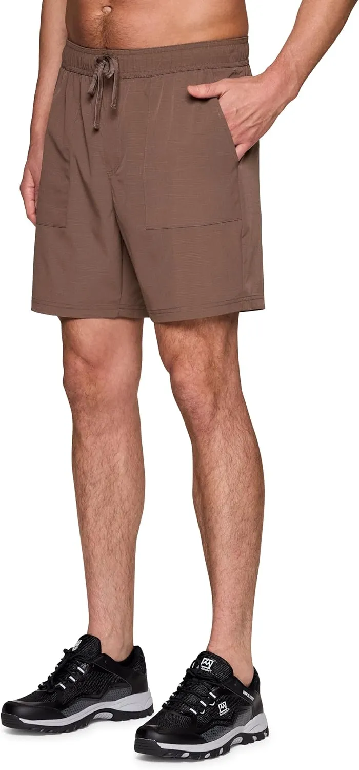 Avalanche Men's Hiking Short 7" Lightweight Woven Shorts with Pockets Elastic Waist Breathable Quick Dry Shorts for Workouts