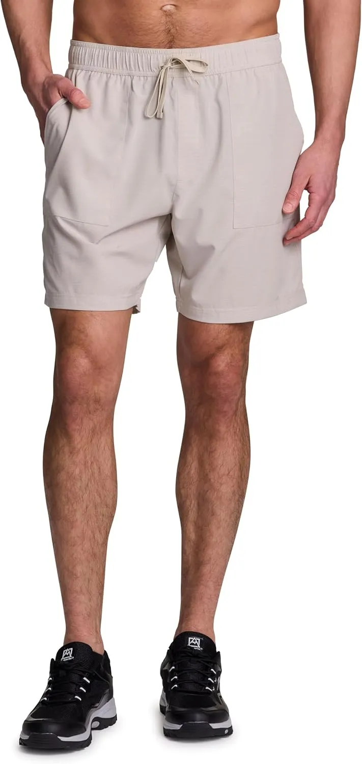 Avalanche Men's Hiking Short 7" Lightweight Woven Shorts with Pockets Elastic Waist Breathable Quick Dry Shorts for Workouts