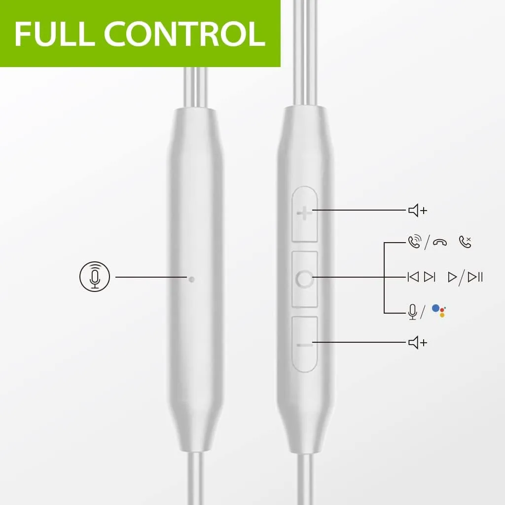 Avantree E171 - AUX 3.5mm Wired Earbuds with Microphone & in-Line Volume Control, Compatible with Traditional 3.5mm AUX Phones Corded Headphones with Ear Hook for Running & Sports, White