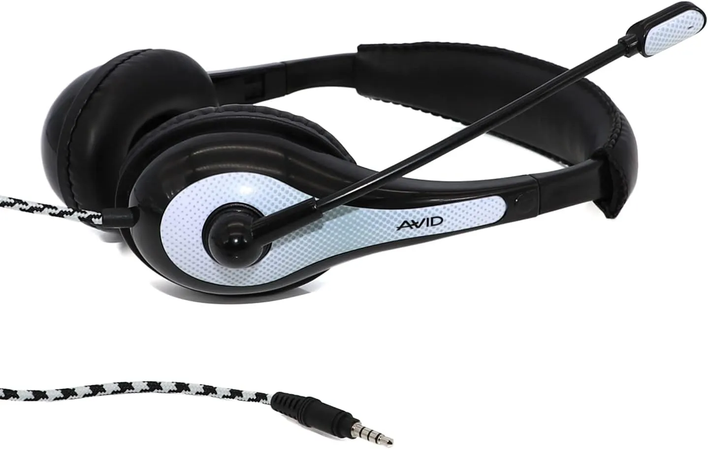 Avid AE-36 Headset in White with Adjustable Boom Microphone for School, Classroom, Education, Testing and Assessment