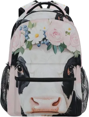 Backpack Beautiful Cow Garland Daypack Shoulder Bag Book Bag Lightweight Back Pack 11.4 ×16 In
