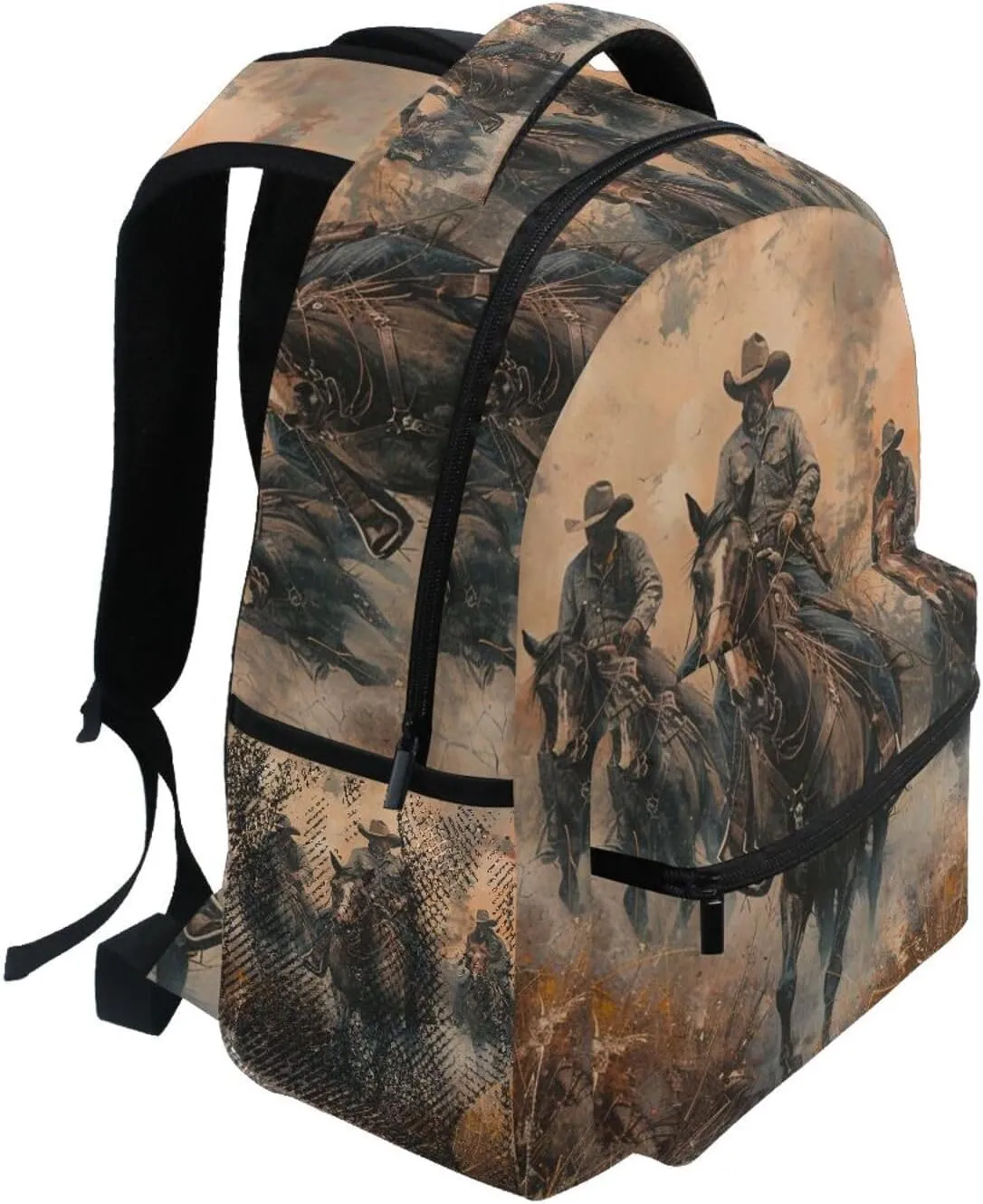 Backpack Cowboy Horse Grassland Daypack Shoulder Bag Book Bag Lightweight Back Pack 11.4 ×16 In