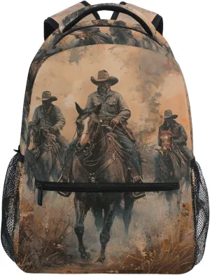 Backpack Cowboy Horse Grassland Daypack Shoulder Bag Book Bag Lightweight Back Pack 11.4 ×16 In
