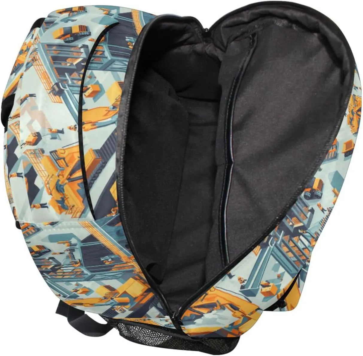 Backpack for Teenager Waterproof School Book Bag with Chest Strap Gift Men & Women Construction Scene Concrete Mixer Truck