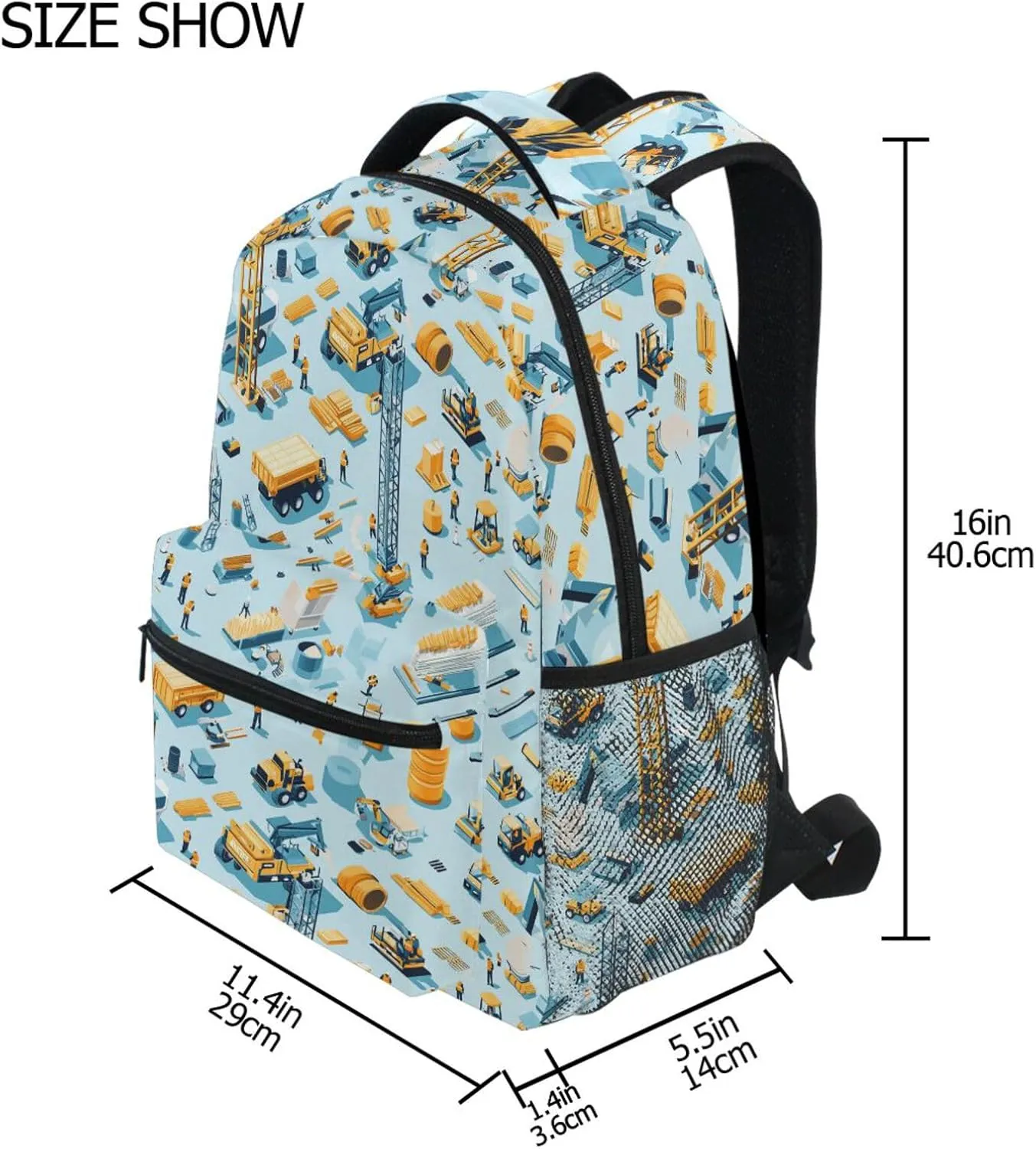 Backpack for Women Men Fashion College School Computer Bag with Chest Strap for Business Work College Travel Trip Construction Scene Dump Truck Grader