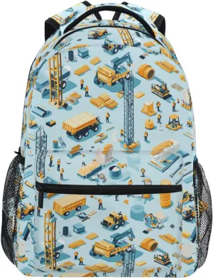 Backpack for Women Men Fashion College School Computer Bag with Chest Strap for Business Work College Travel Trip Construction Scene Dump Truck Grader