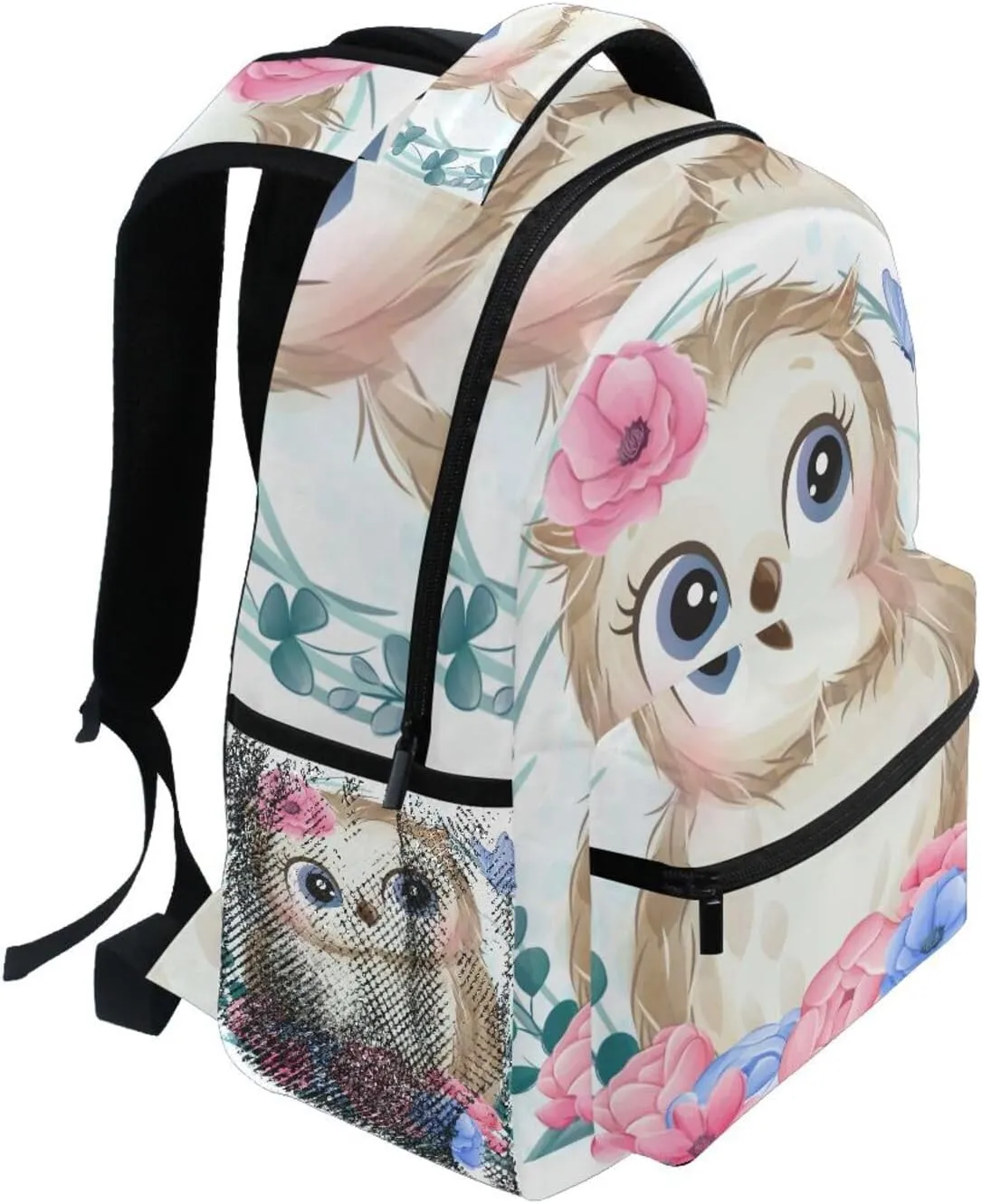 Backpack Garland Floral Butterfly Owl Daypack Shoulder Bag Book Bag Lightweight Back Pack 11.4 ×16 In