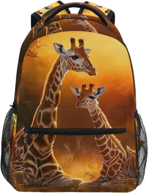 Backpack Giraffe Family Grassland Daypack Shoulder Bag Book Bag Lightweight Back Pack 12 ×16.9 In