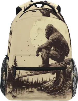 Backpack Gorilla Log Full Moon Daypack Shoulder Bag Book Bag Lightweight Back Pack 11.4 ×16 In