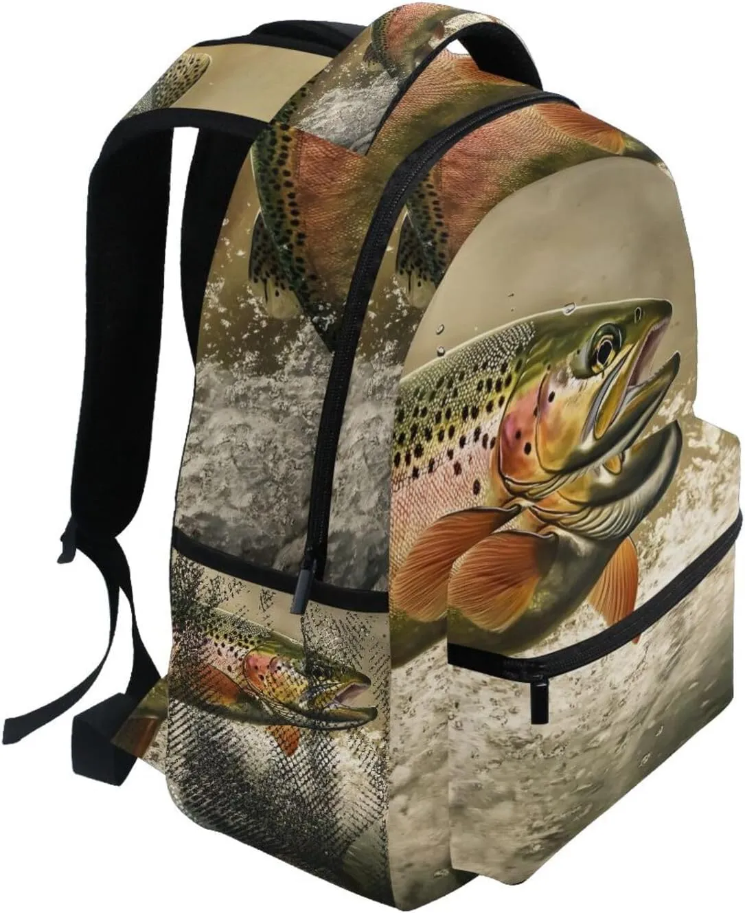 Backpack Jump Trout Closeup Daypack Shoulder Bag Book Bag Lightweight Back Pack 11.4 ×16 In