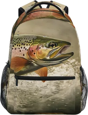 Backpack Jump Trout Closeup Daypack Shoulder Bag Book Bag Lightweight Back Pack 11.4 ×16 In