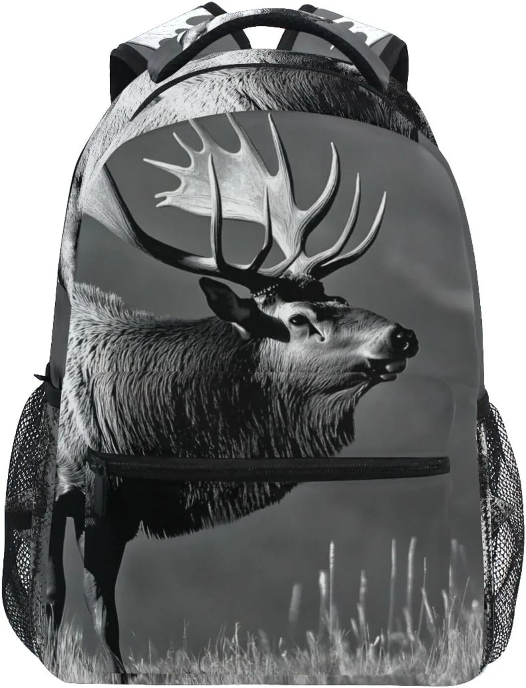 Backpack Moose Black White Grassland Daypack Shoulder Bag Book Bag Lightweight Back Pack 12 ×16.9 In