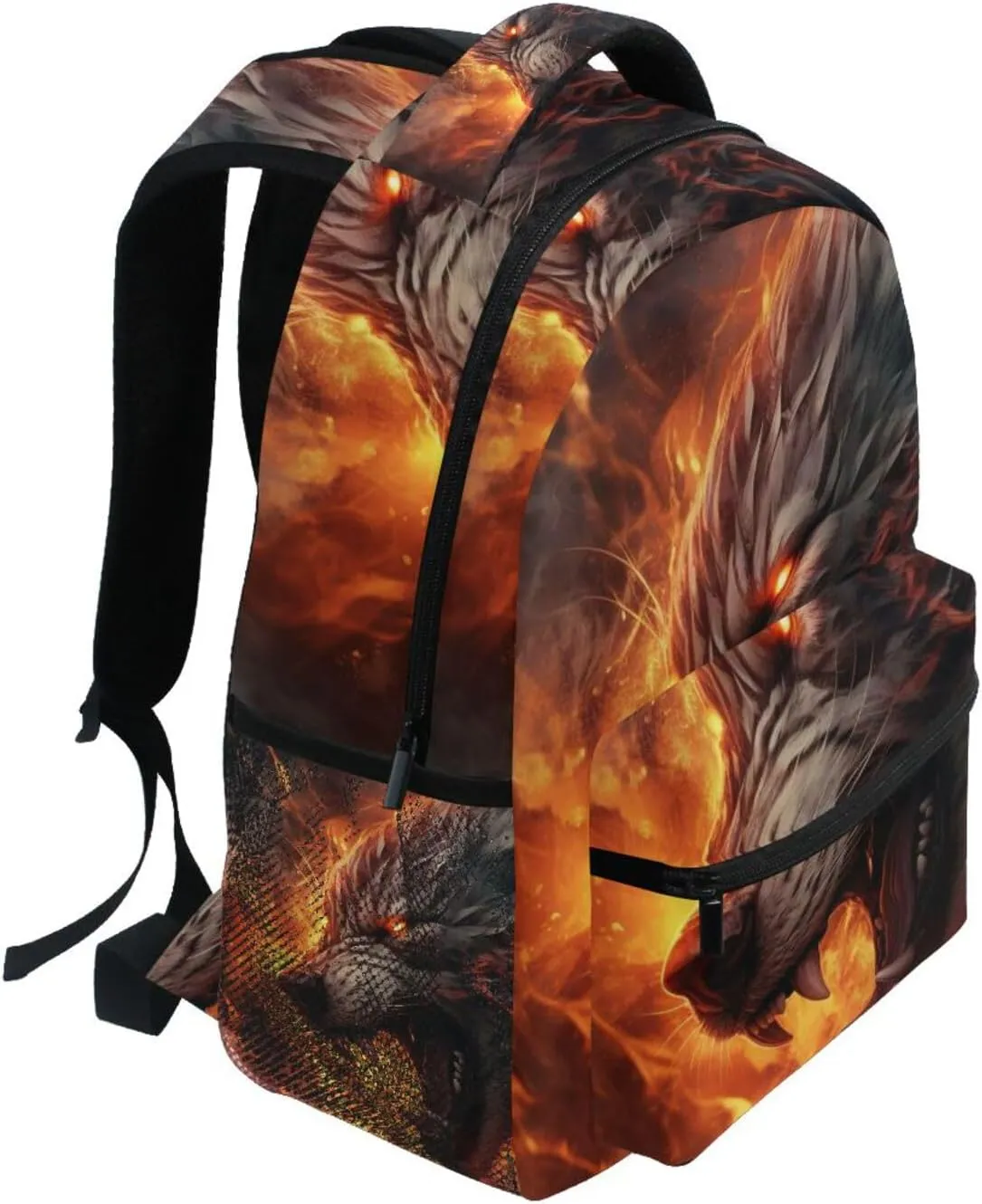 Backpack Portrait Black Wolf Anger Daypack Shoulder Bag Book Bag Lightweight Back Pack 11.4 ×16 In