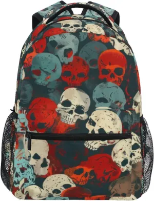 Backpack Rainbow Skull Symphony Daypack Shoulder Bag Book Bag Lightweight Back Pack with Reflective Strip Travel Laptop Daypack 12 ×16.9 In