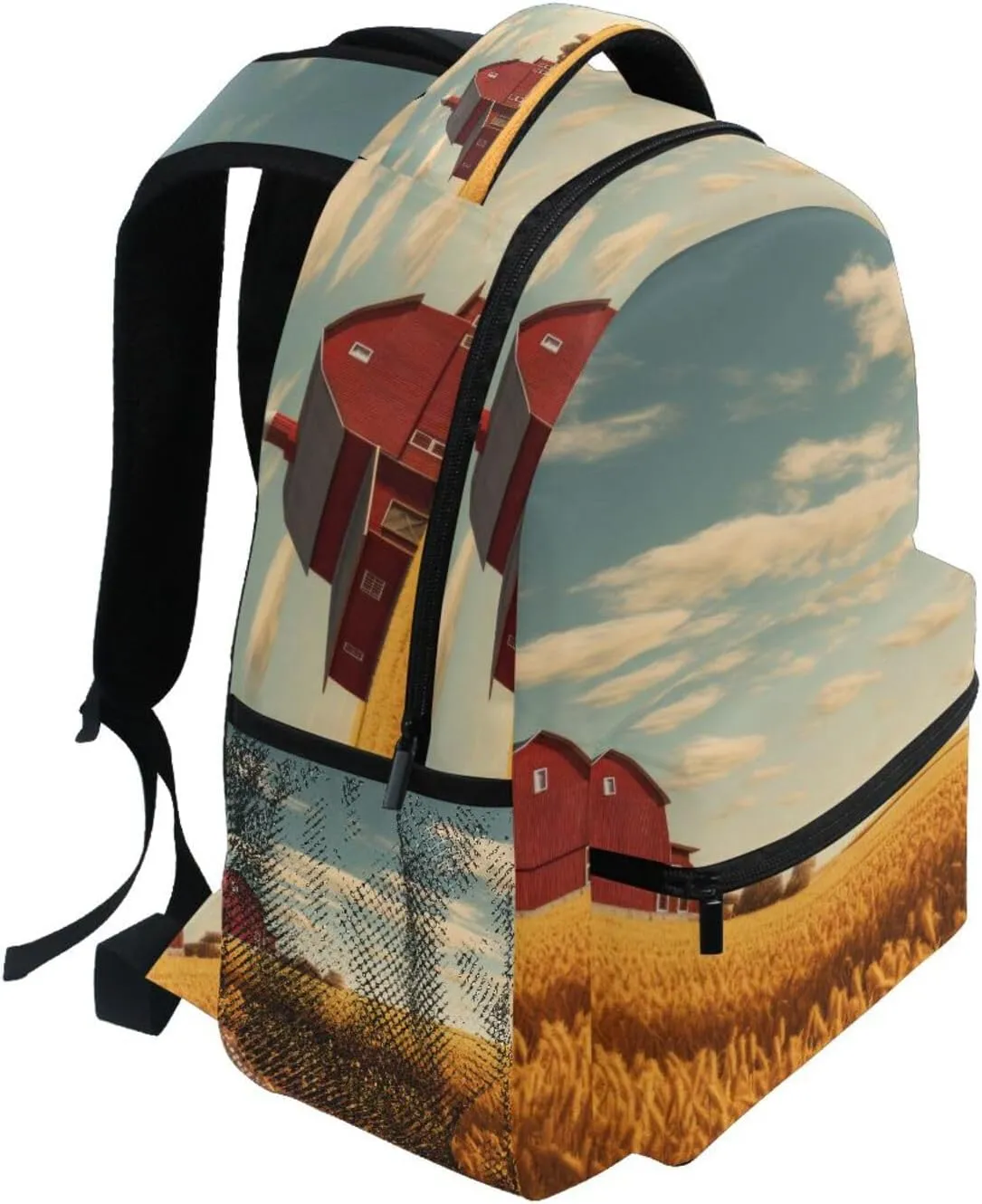 Backpack Red Barn Wheat Field Daypack Shoulder Bag Book Bag Lightweight Back Pack 11.4 ×16 In