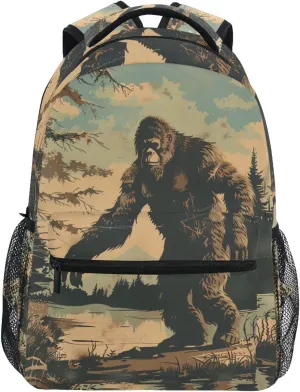 Backpack Sasquatch Lake Log Daypack Shoulder Bag Book Bag Lightweight Back Pack 11.4 ×16 In