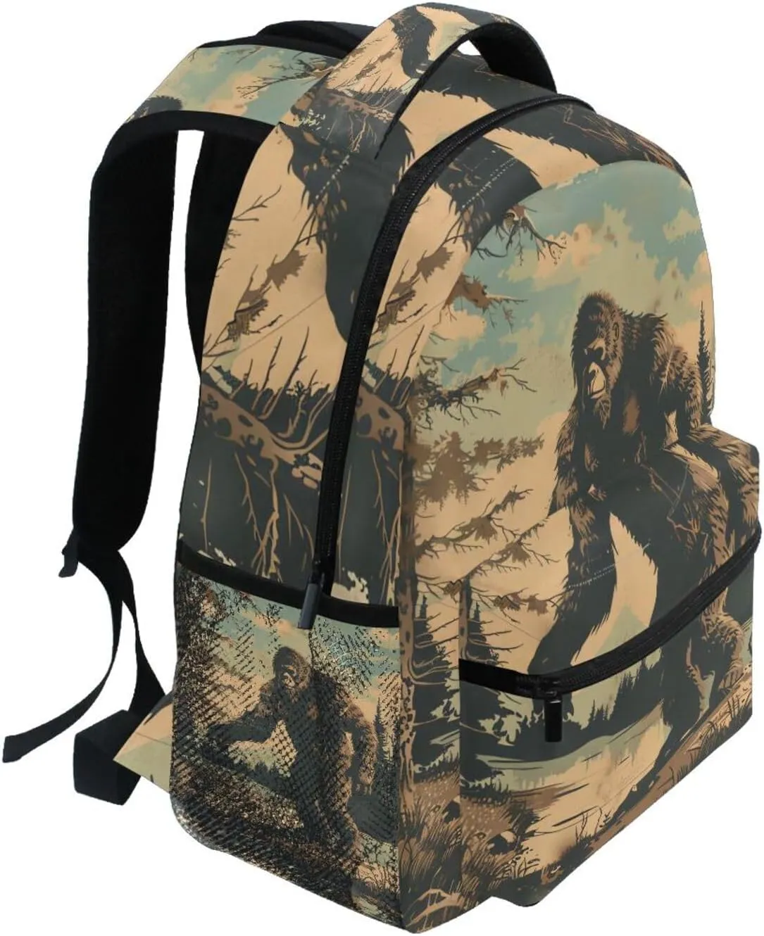 Backpack Sasquatch Lake Log Daypack Shoulder Bag Book Bag Lightweight Back Pack 11.4 ×16 In