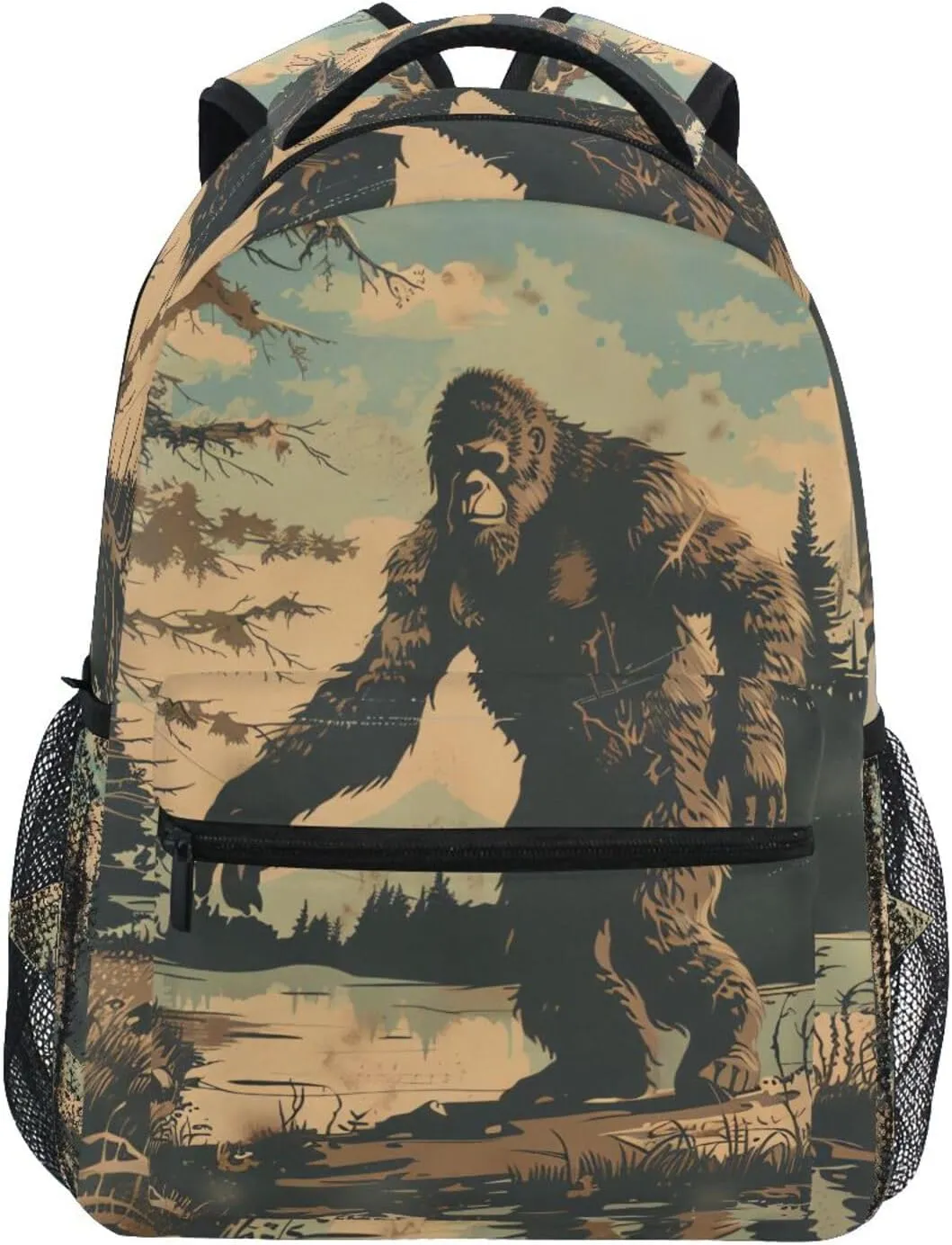 Backpack Sasquatch Lake Log Daypack Shoulder Bag Book Bag Lightweight Back Pack 11.4 ×16 In