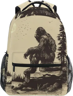Backpack Sasquatch Log Moon Daypack Shoulder Bag Book Bag Lightweight Back Pack 11.4 ×16 In