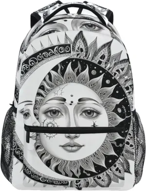 Backpack Symbolic Sun Moon for Women Men Laptop Travel Backpack Book Bag Daypack 12 ×16.9 In