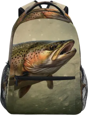 Backpack Trout Closeup Water Daypack Shoulder Bag Book Bag Lightweight Back Pack 11.4 ×16 In