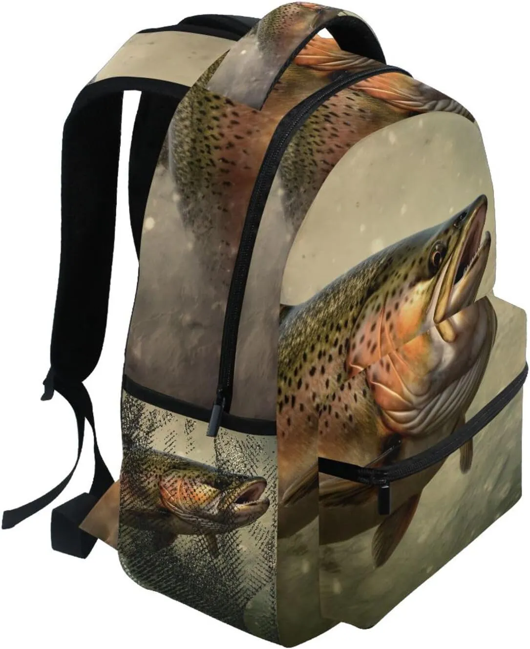 Backpack Trout Closeup Water Daypack Shoulder Bag Book Bag Lightweight Back Pack 11.4 ×16 In