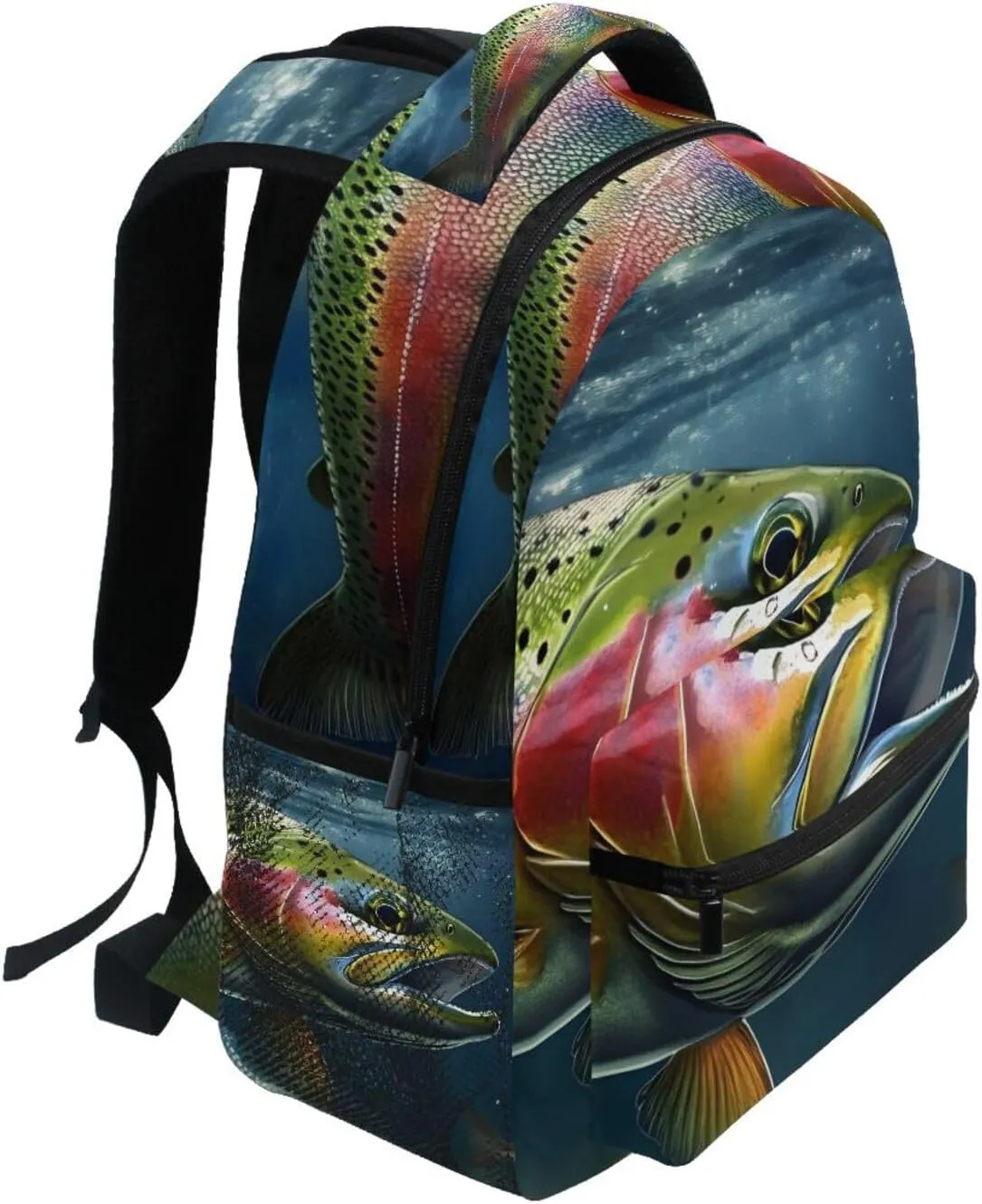Backpack Vintage Trout Swim Daypack Shoulder Bag Book Bag Lightweight Back Pack 11.4 ×16 In