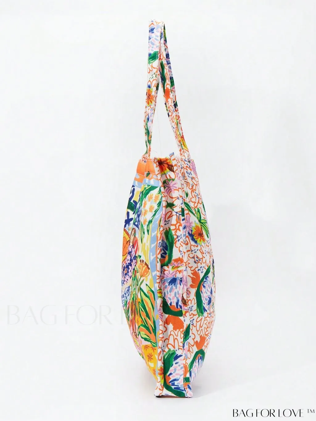 BagForLove - Canvas Shopper Bag: Spacious Figure Graphic Design with Large Capacity