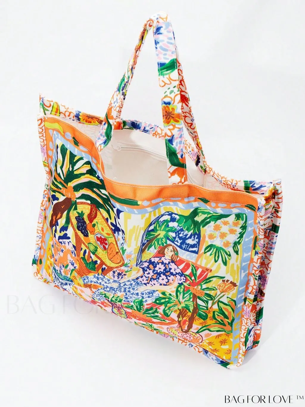 BagForLove - Canvas Shopper Bag: Spacious Figure Graphic Design with Large Capacity